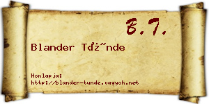 Blander Tünde névjegykártya